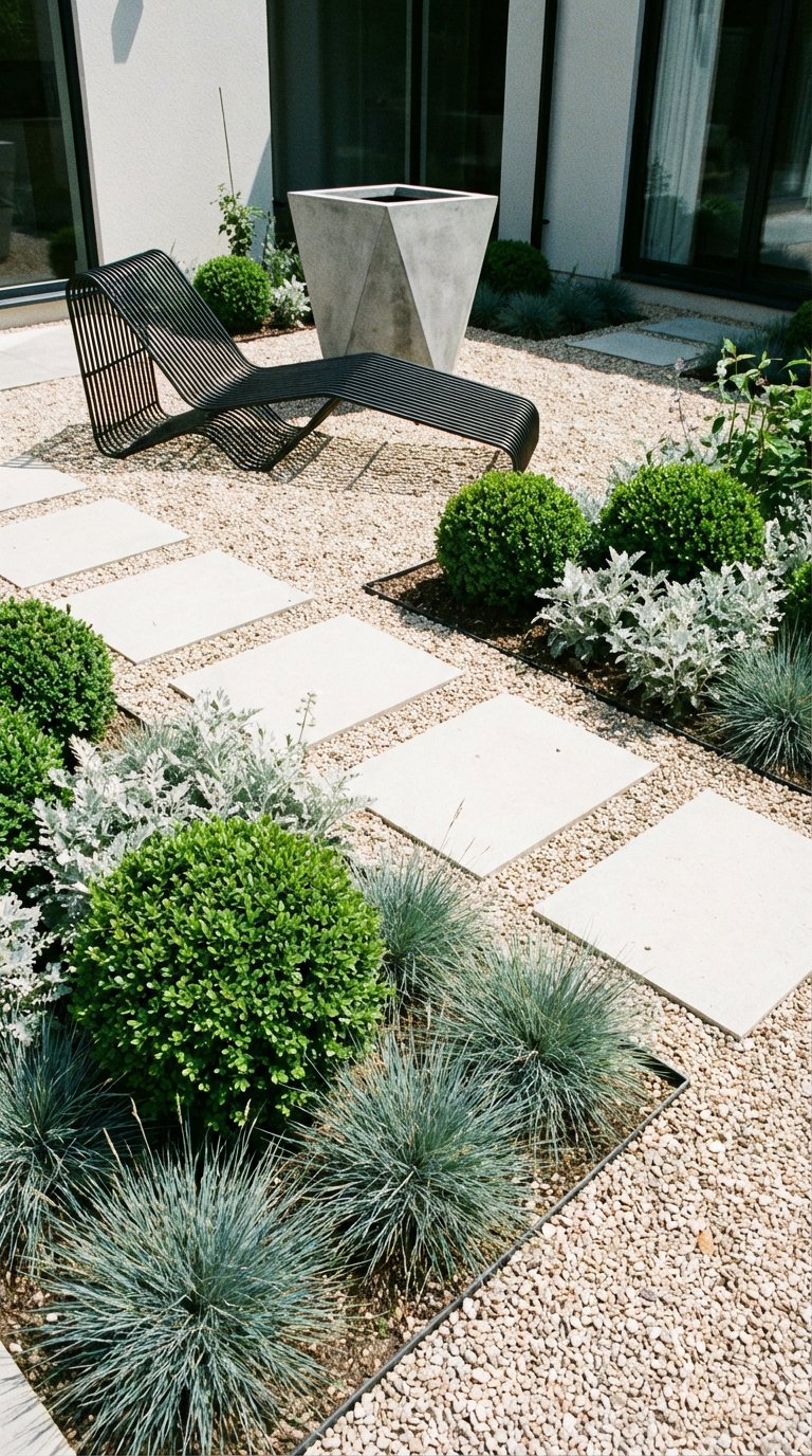 Modern courtyard garden: diagonal sightline