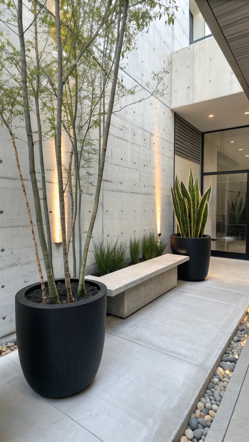 Modern courtyard garden: Narrow space