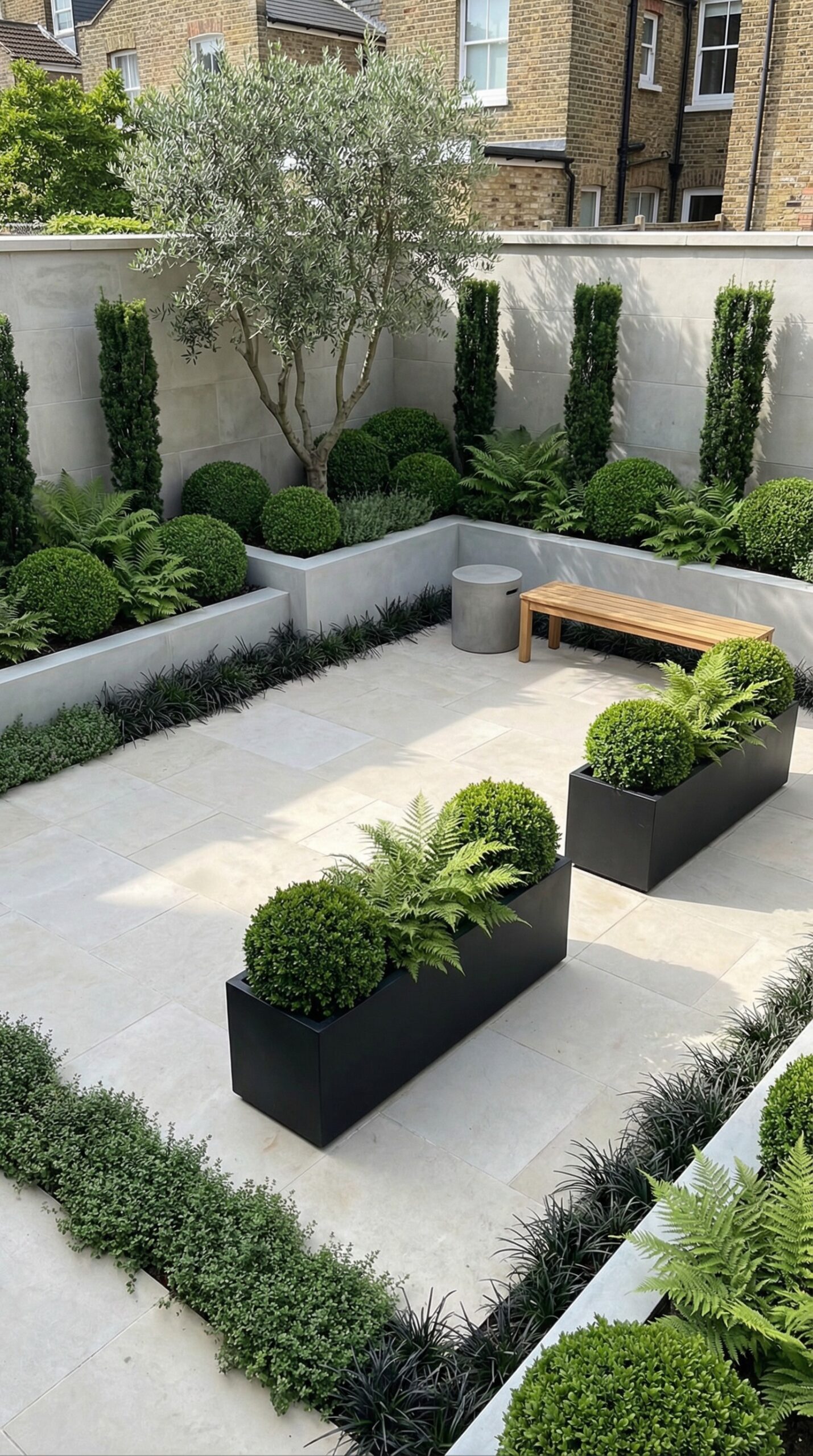 Modern courtyard garden: modern planting approach