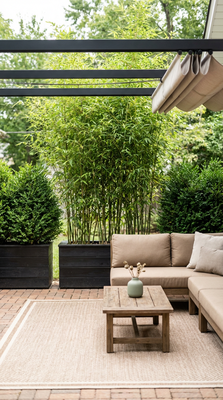patio privacy using bamboo