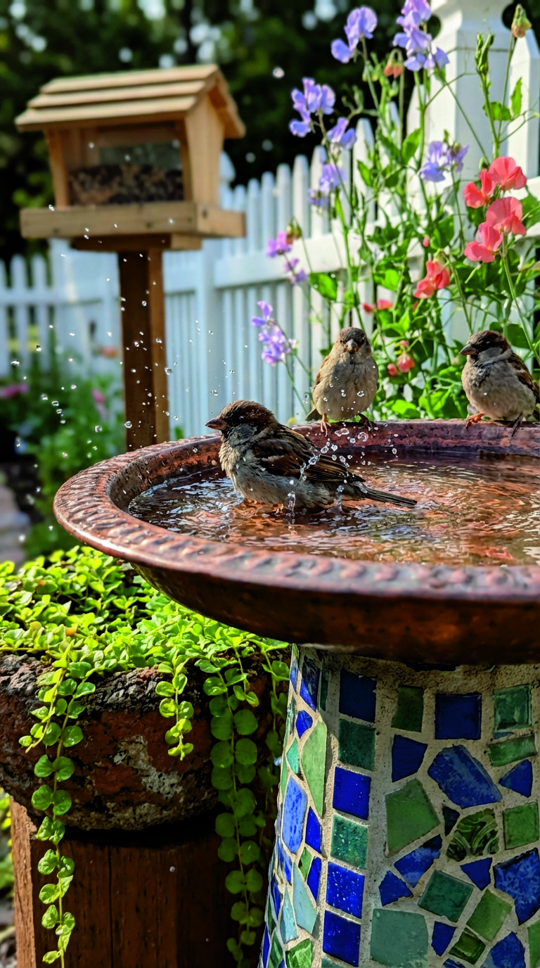 backyard birds feeders: bird bath