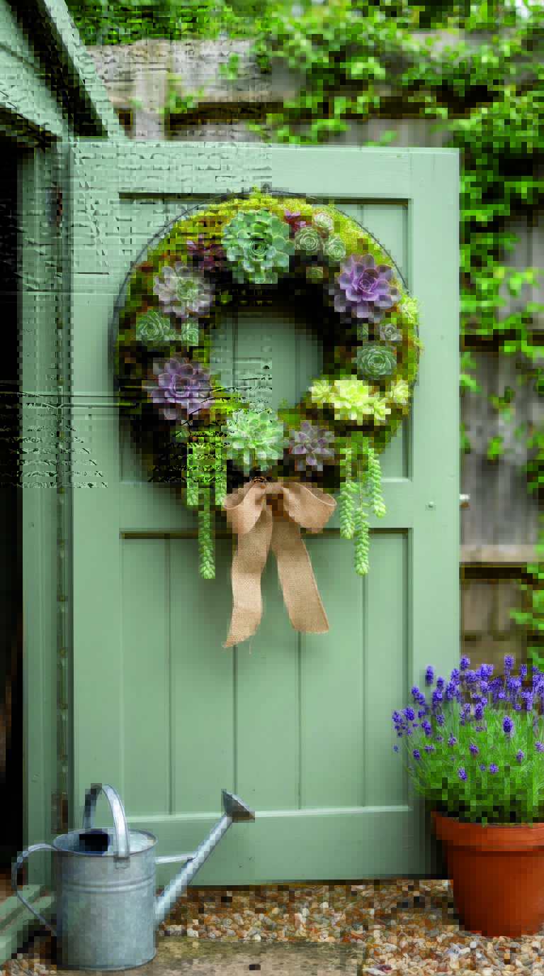 Garden Crafts: A living wreath for a gate or shed door