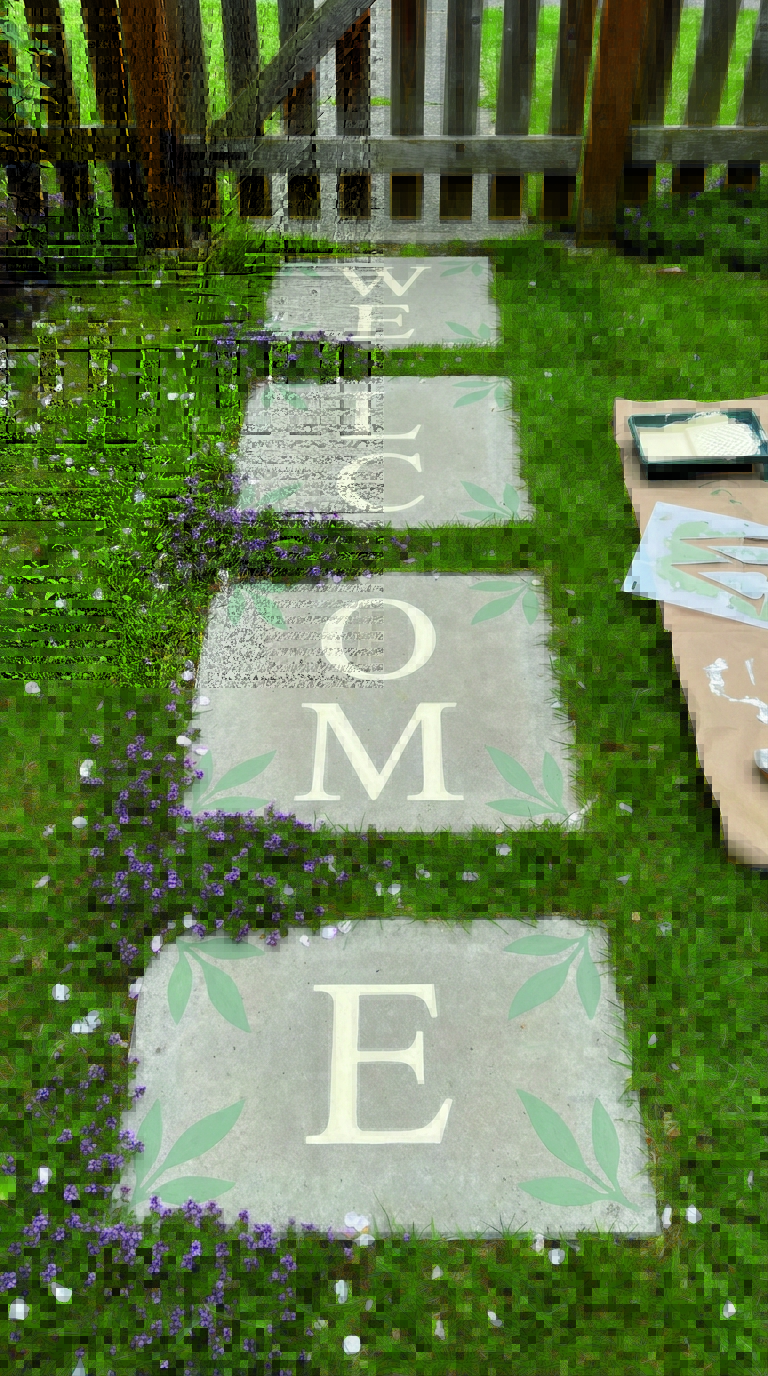 Garden Crafts: Painted paver