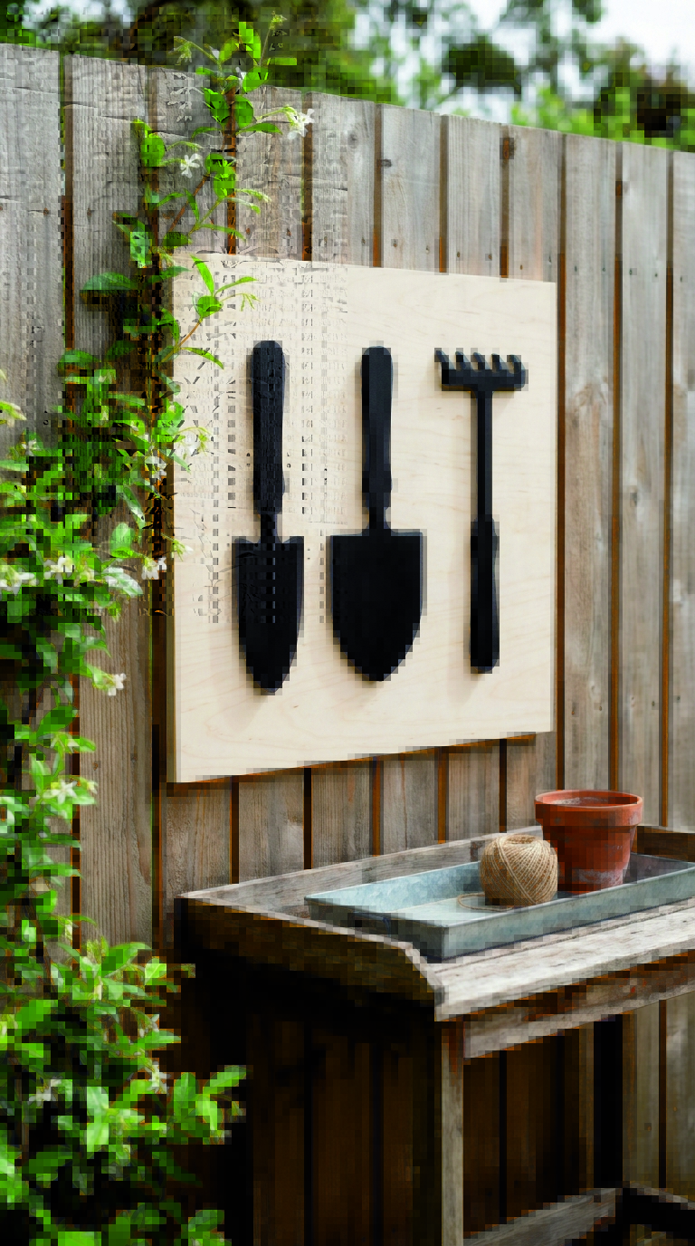 Garden Crafts: Tool silhouette wall art