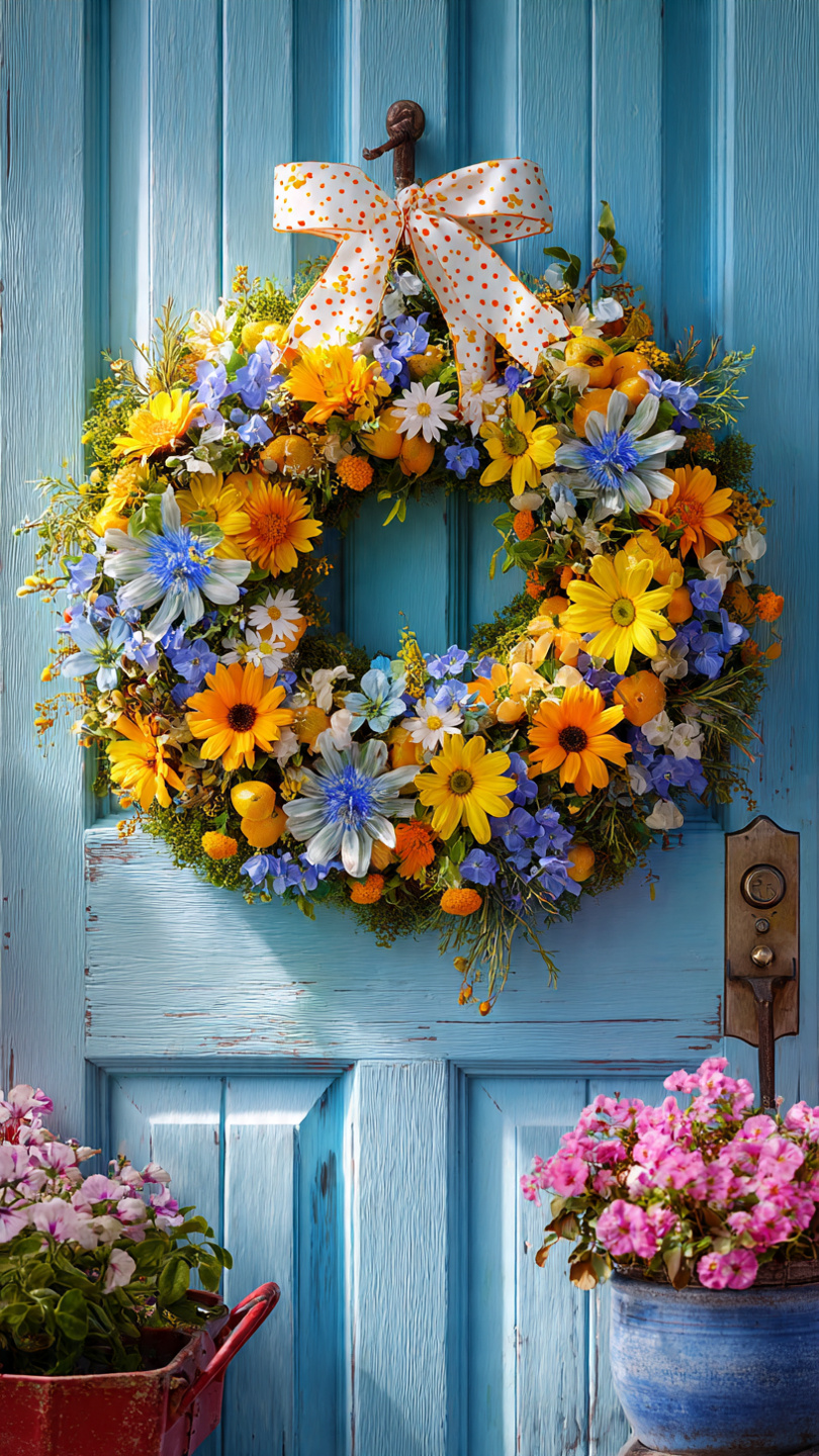 Spring Wreath for Your Front Door - Whimsical