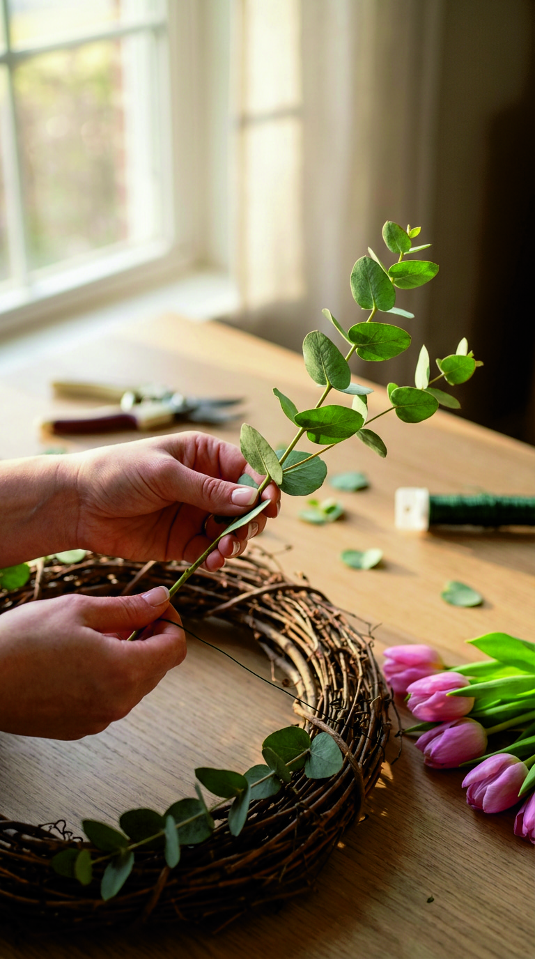 Making a Spring Wreath for Your Front Door