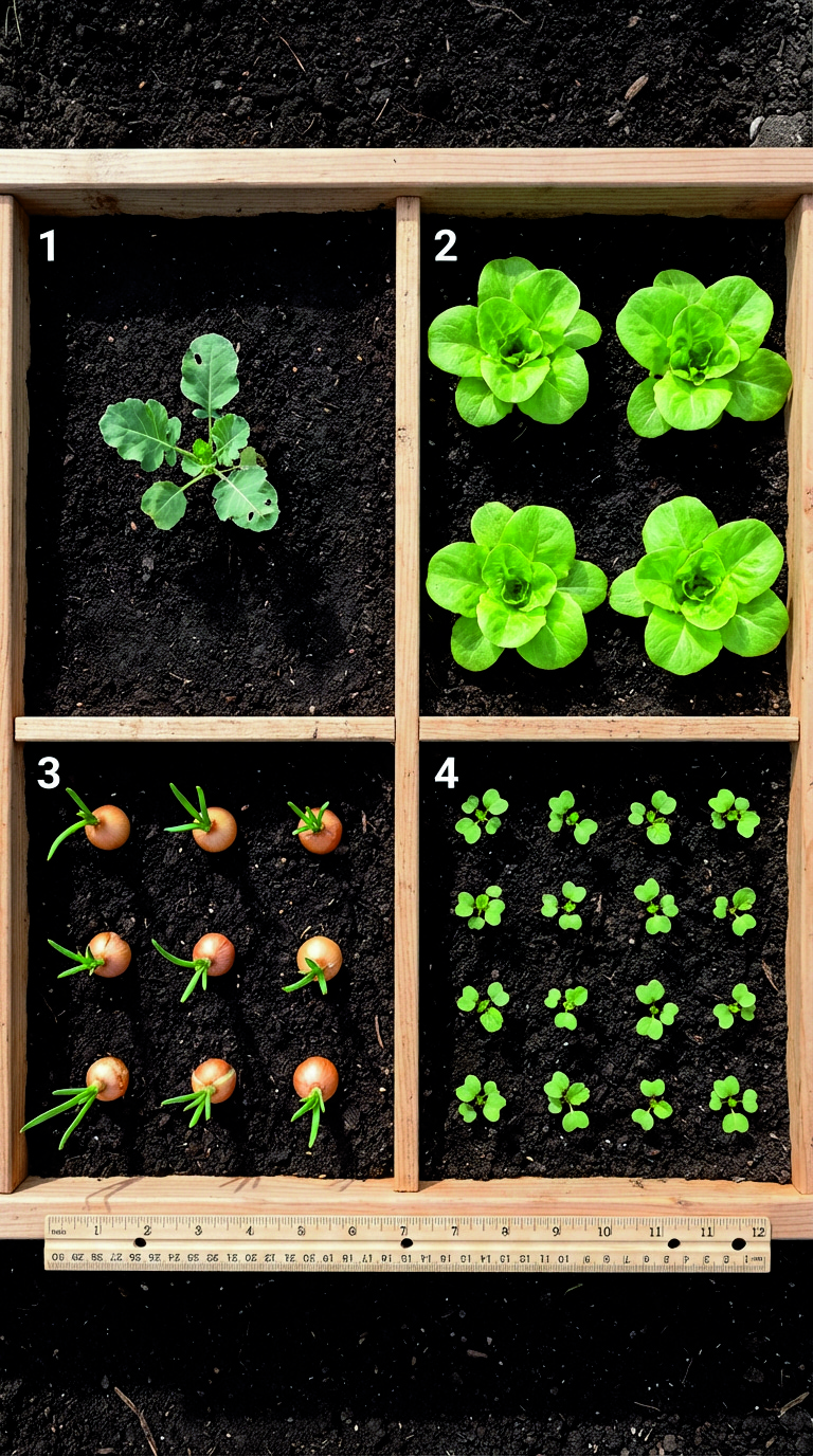 square foot gardening - spacing
