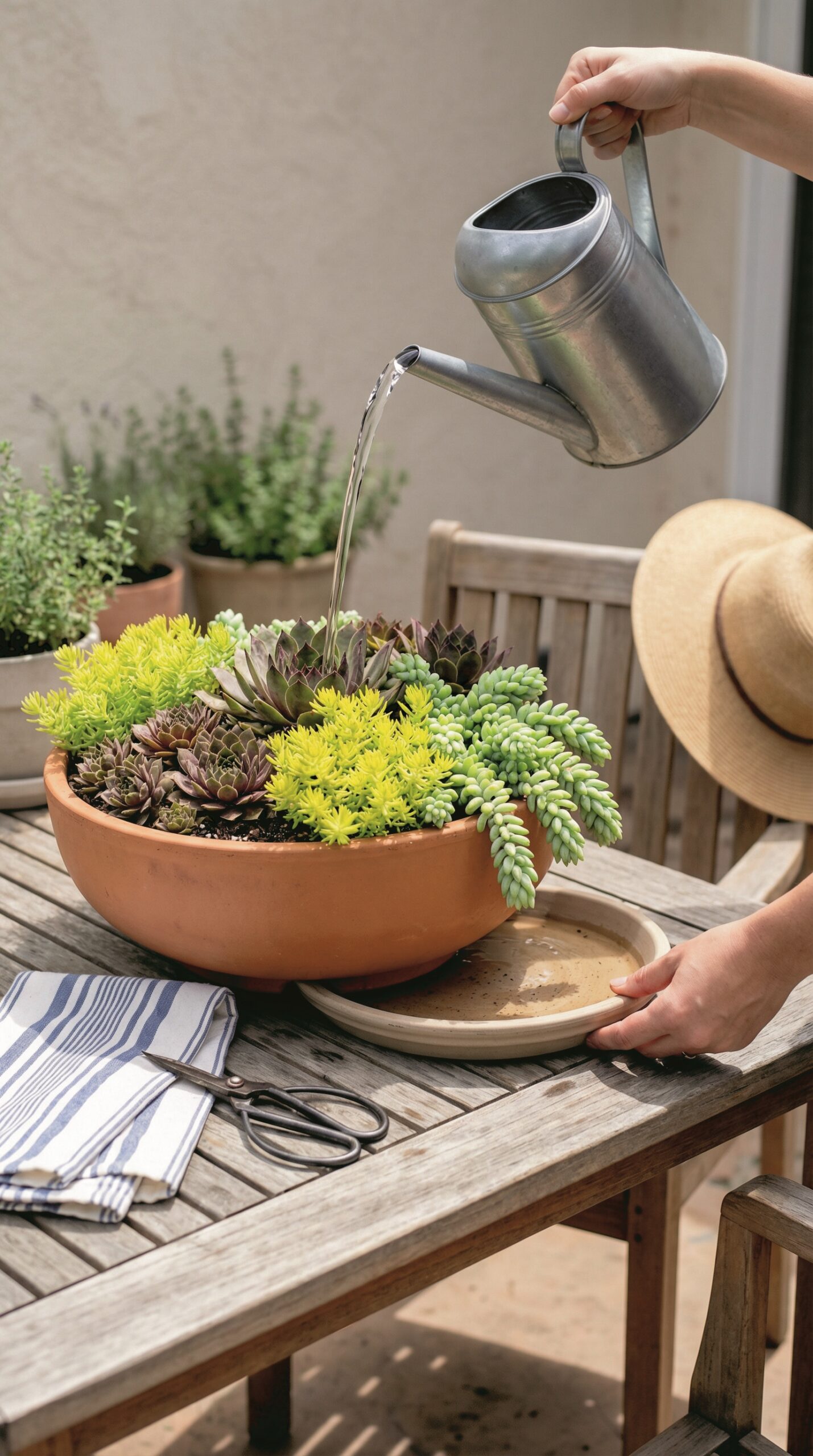 Watering succulent planter
