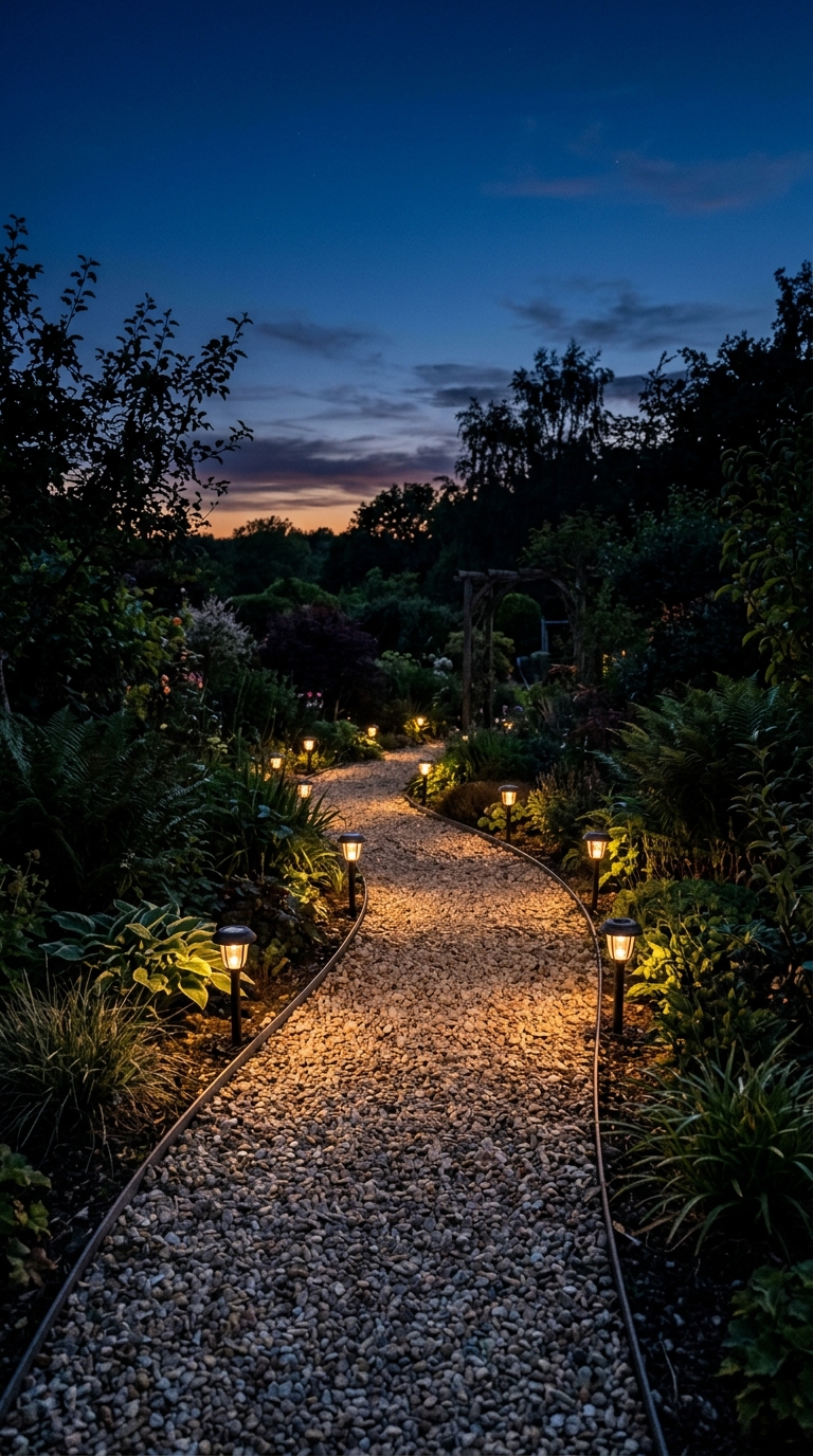 Gravel Garden Pathway - Lighting 