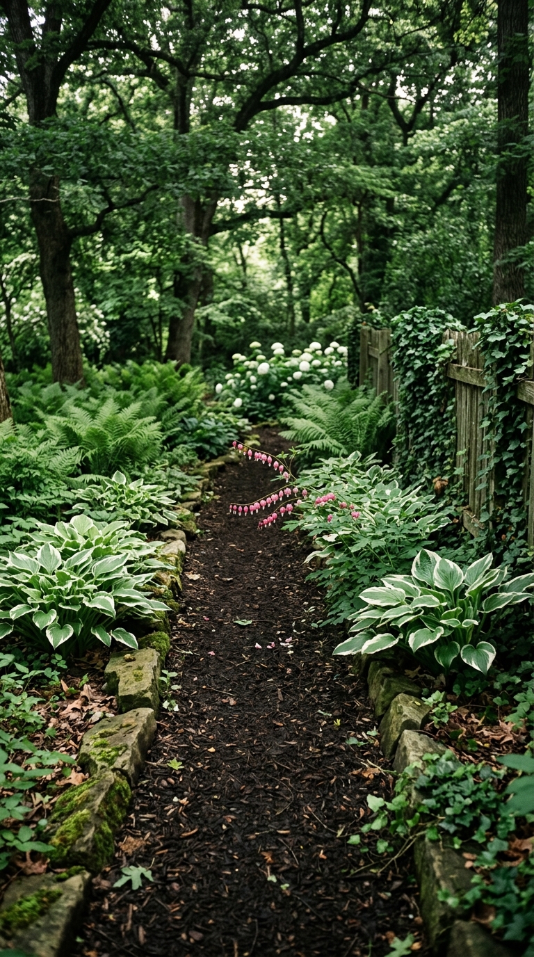 walkway border plants - shade