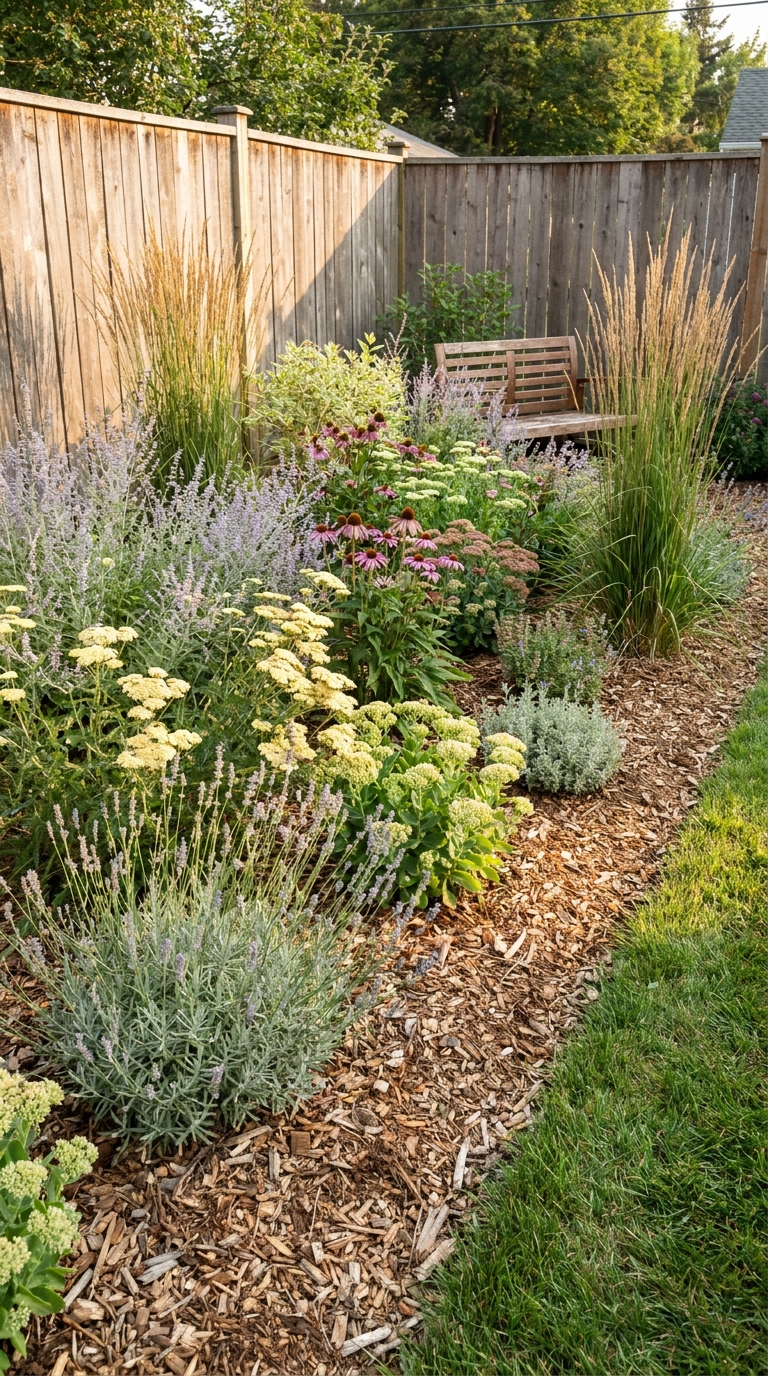 full sun low maintenance perennial border