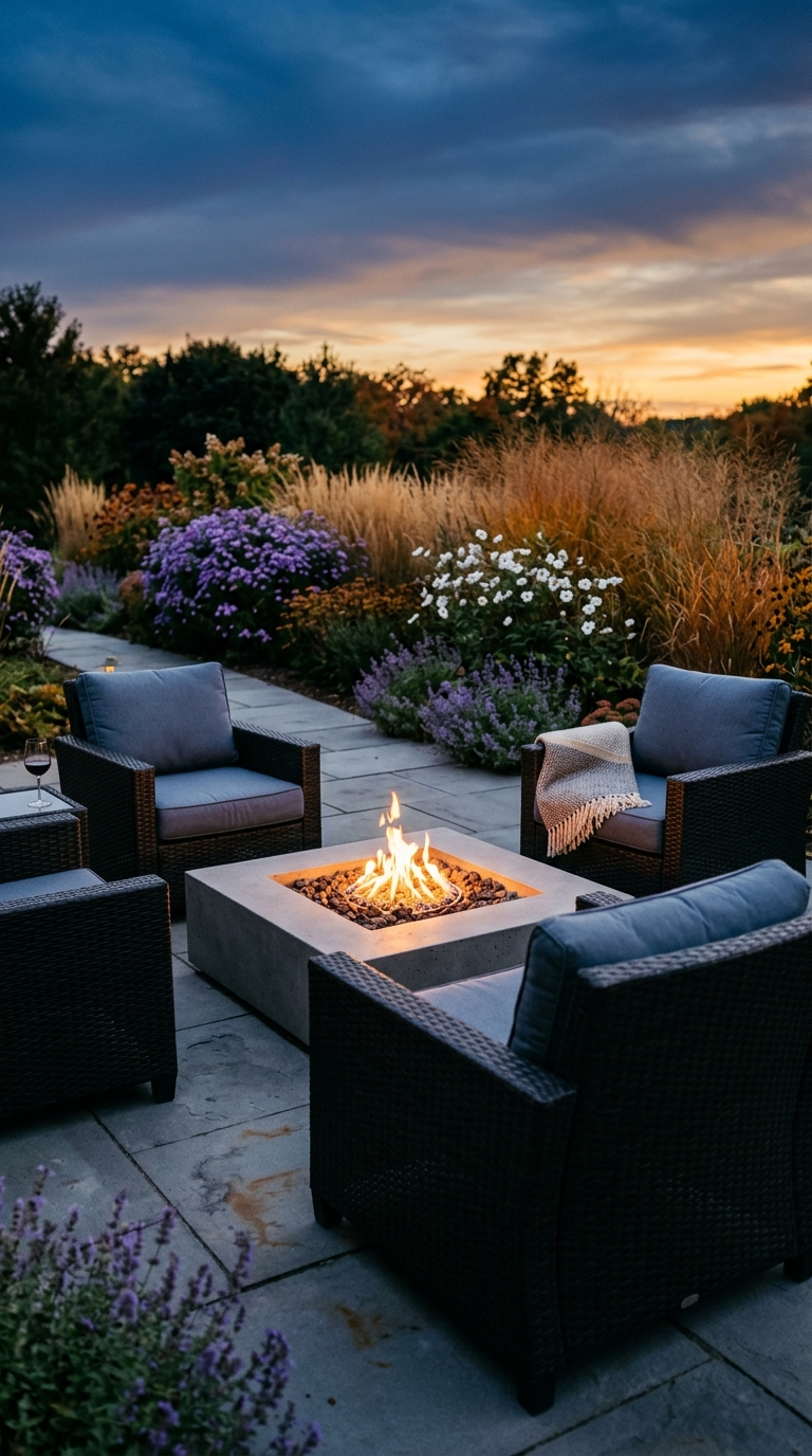 Modern Patio with Fire Pit
