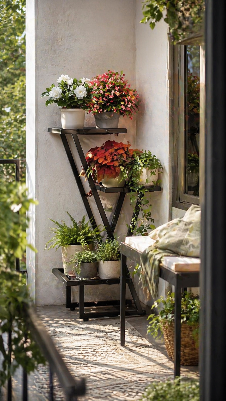 Outdoor Tiered Zig-Zag Plant Holder