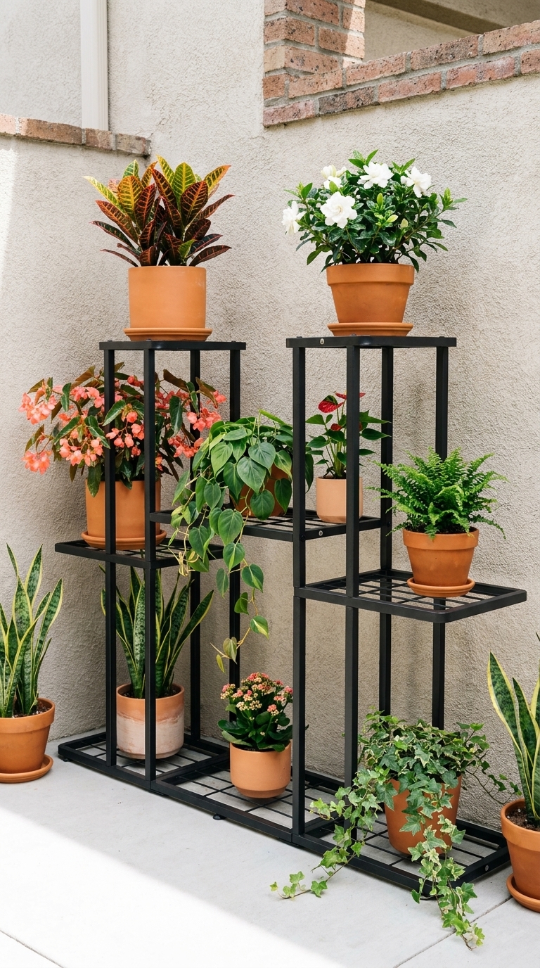 Large Multi Level Plant Stand for Outdoor Display