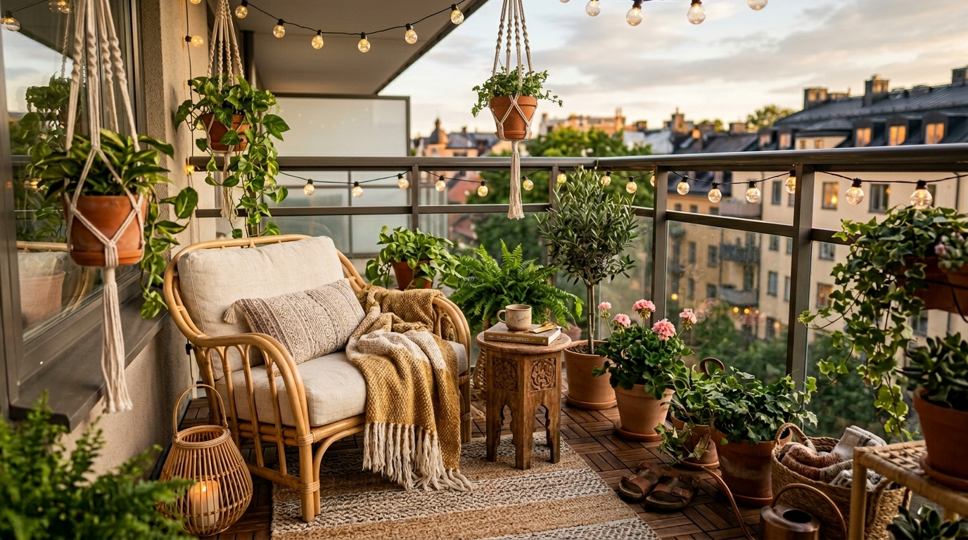 Boho Balcony Ideas for a Cozy, Plant-Filled Outdoor Space
