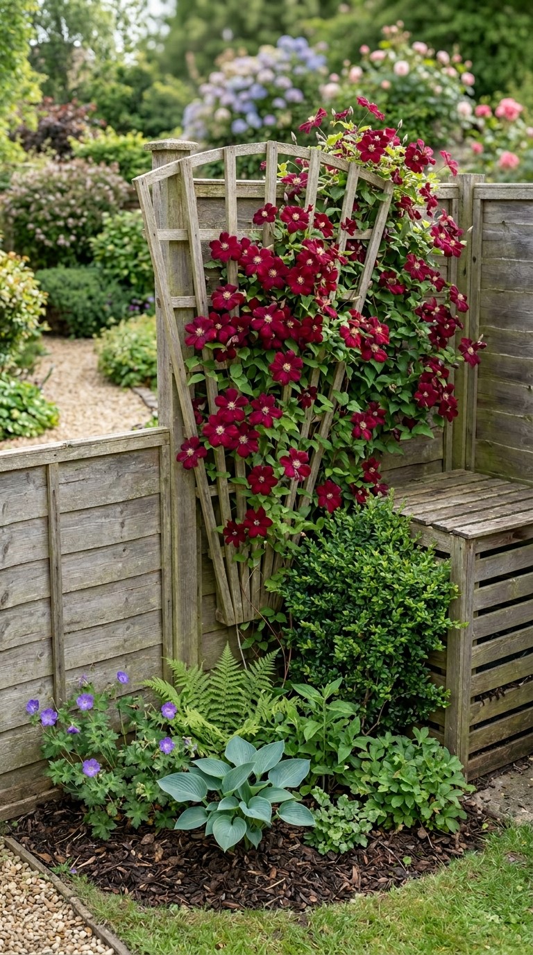 Clematis Trellis Ideas Against Fence Corners