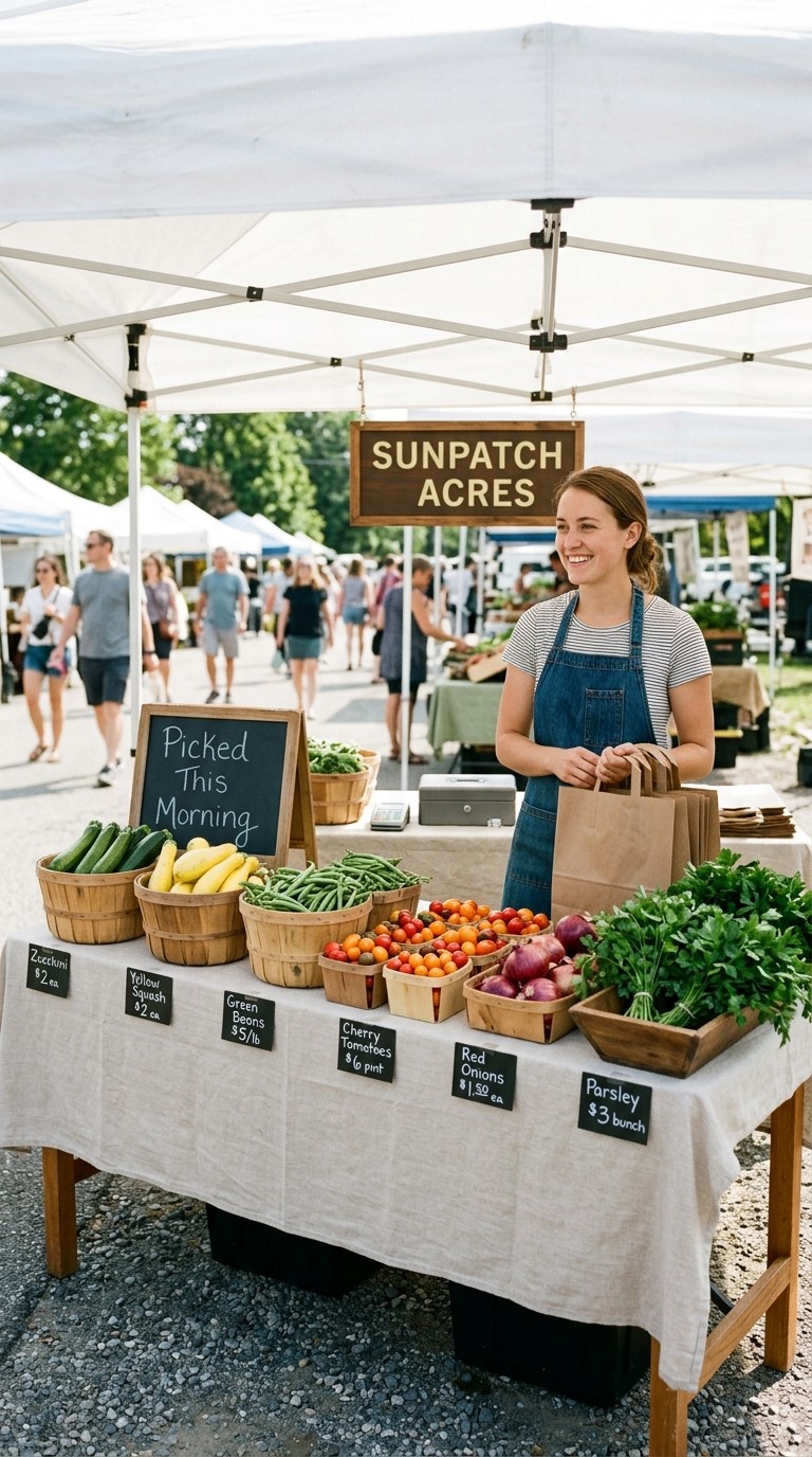 A Front Farmers Market Table Setup