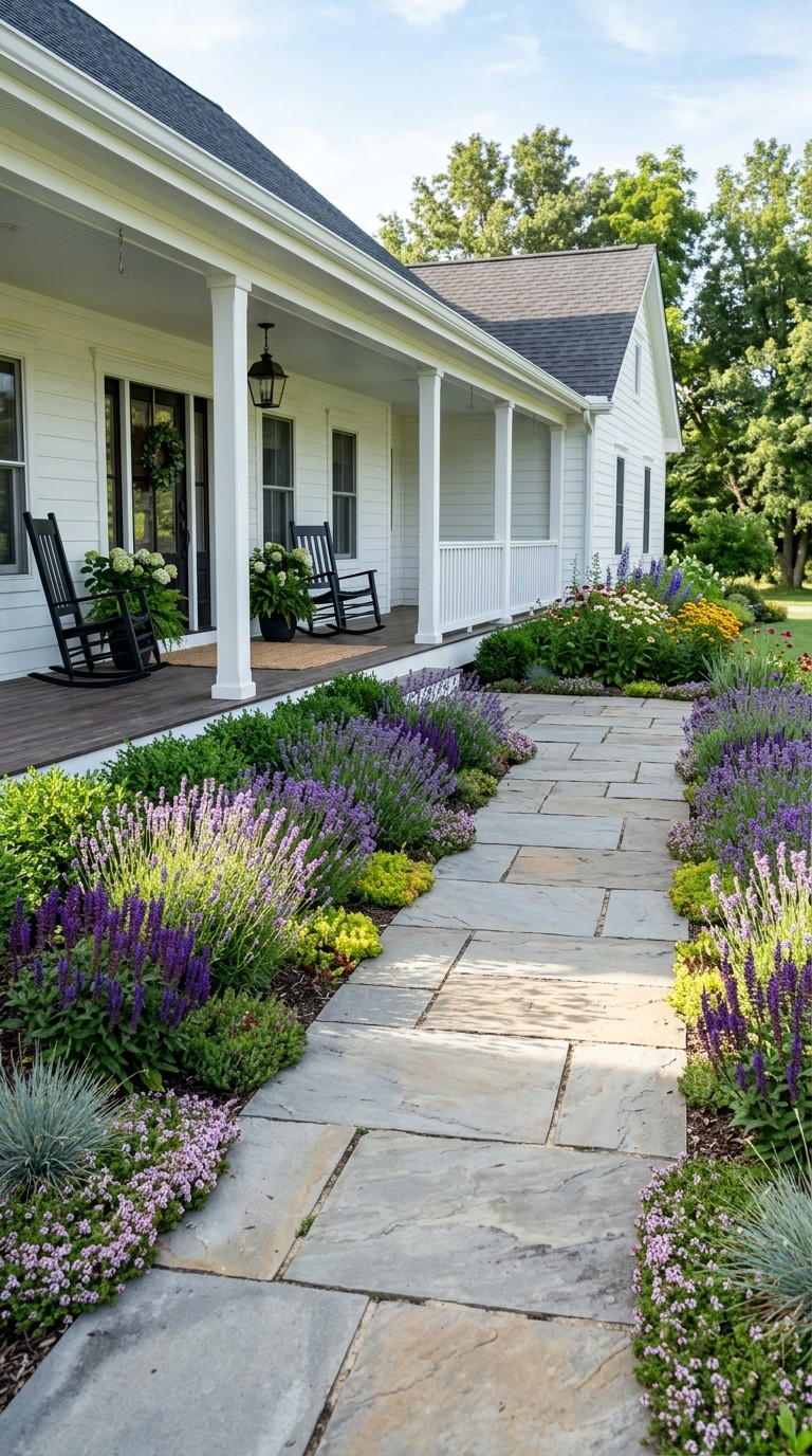 Front Yard Walkway Full Sun Borders for Paths