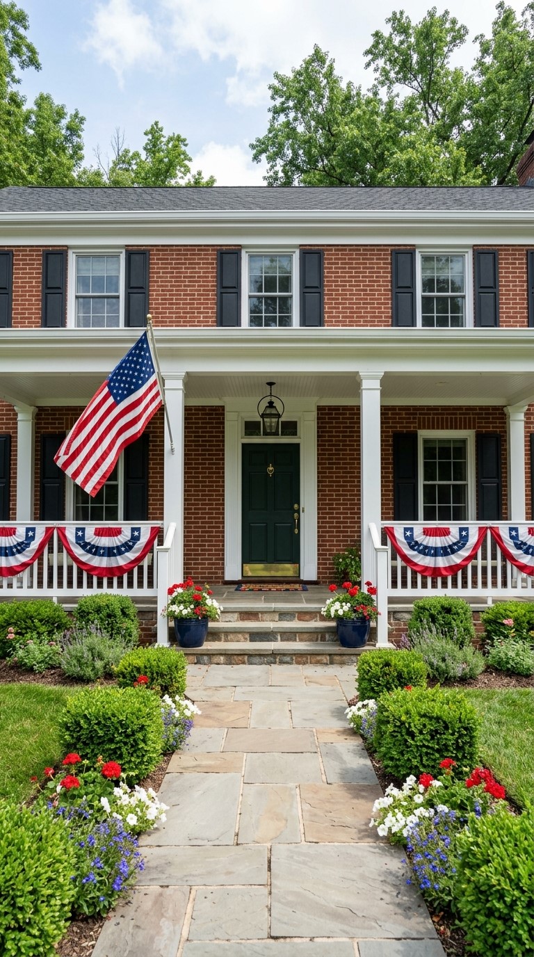 Patriotic Front Porch Ideas With Flags