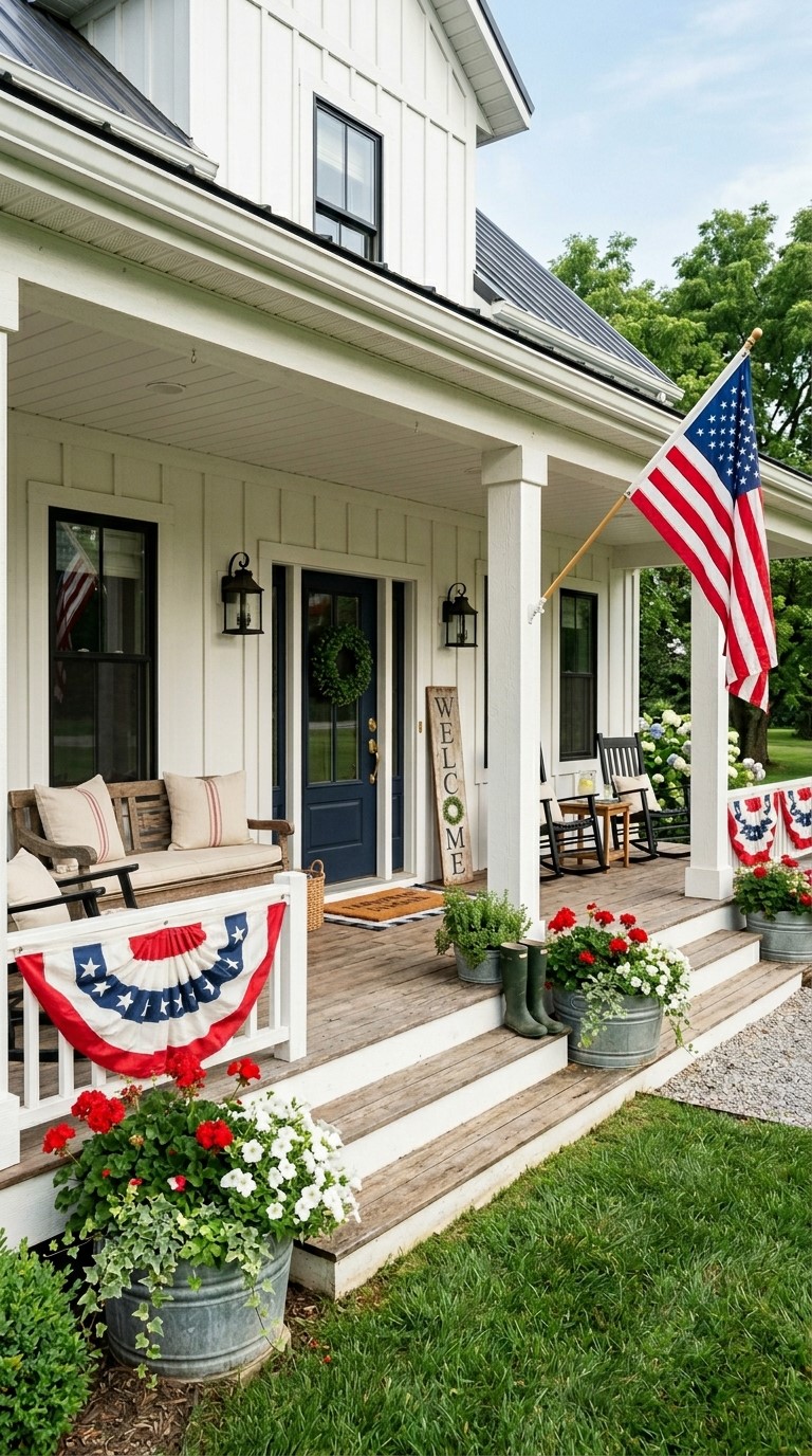 Farmhouse Patriotic Front Porch Decor