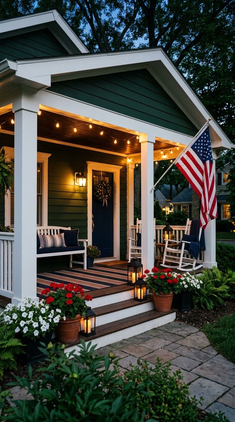 Patriotic Front Porch Lighting