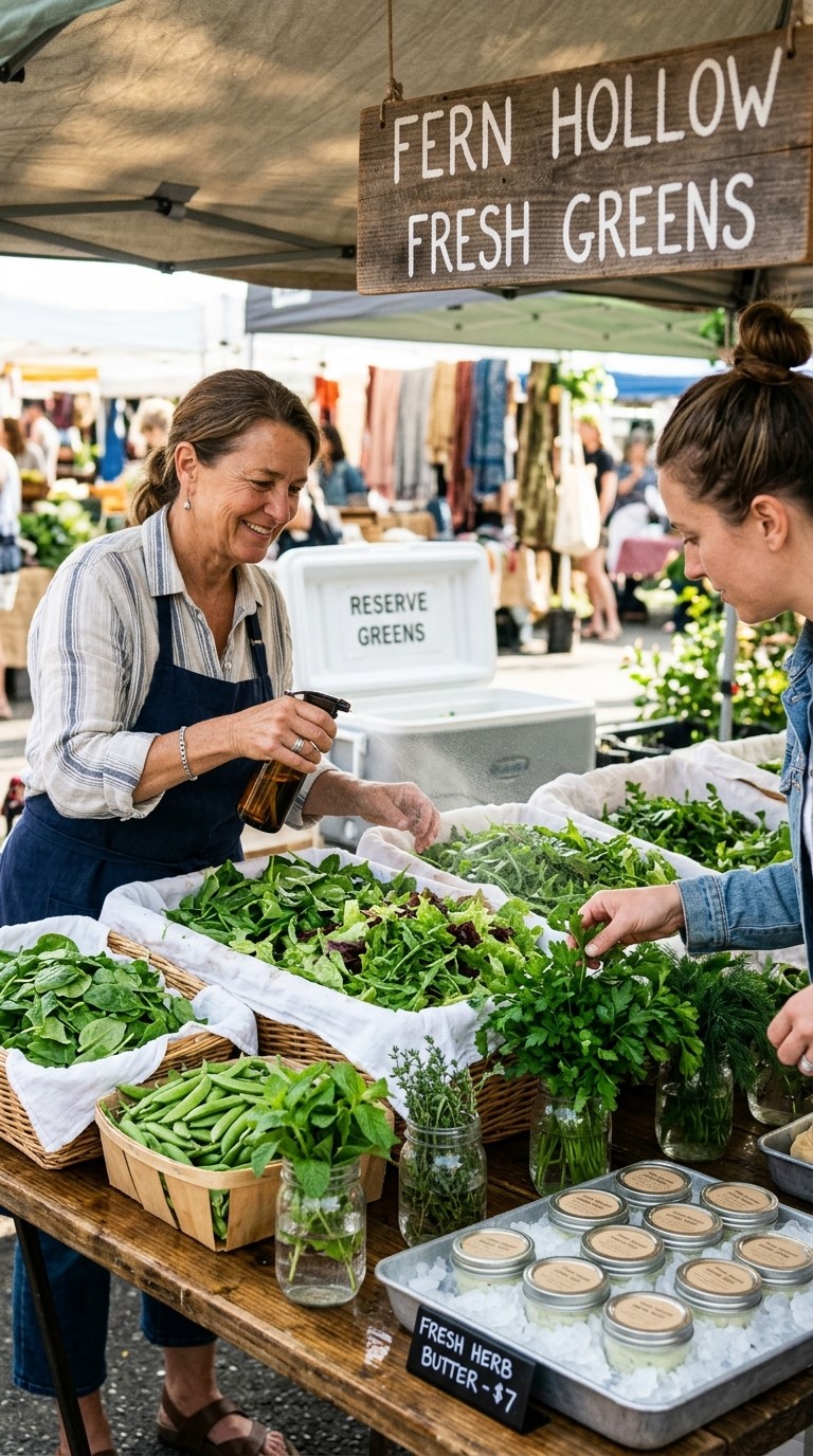 Selling Vegetables at Farmers Market