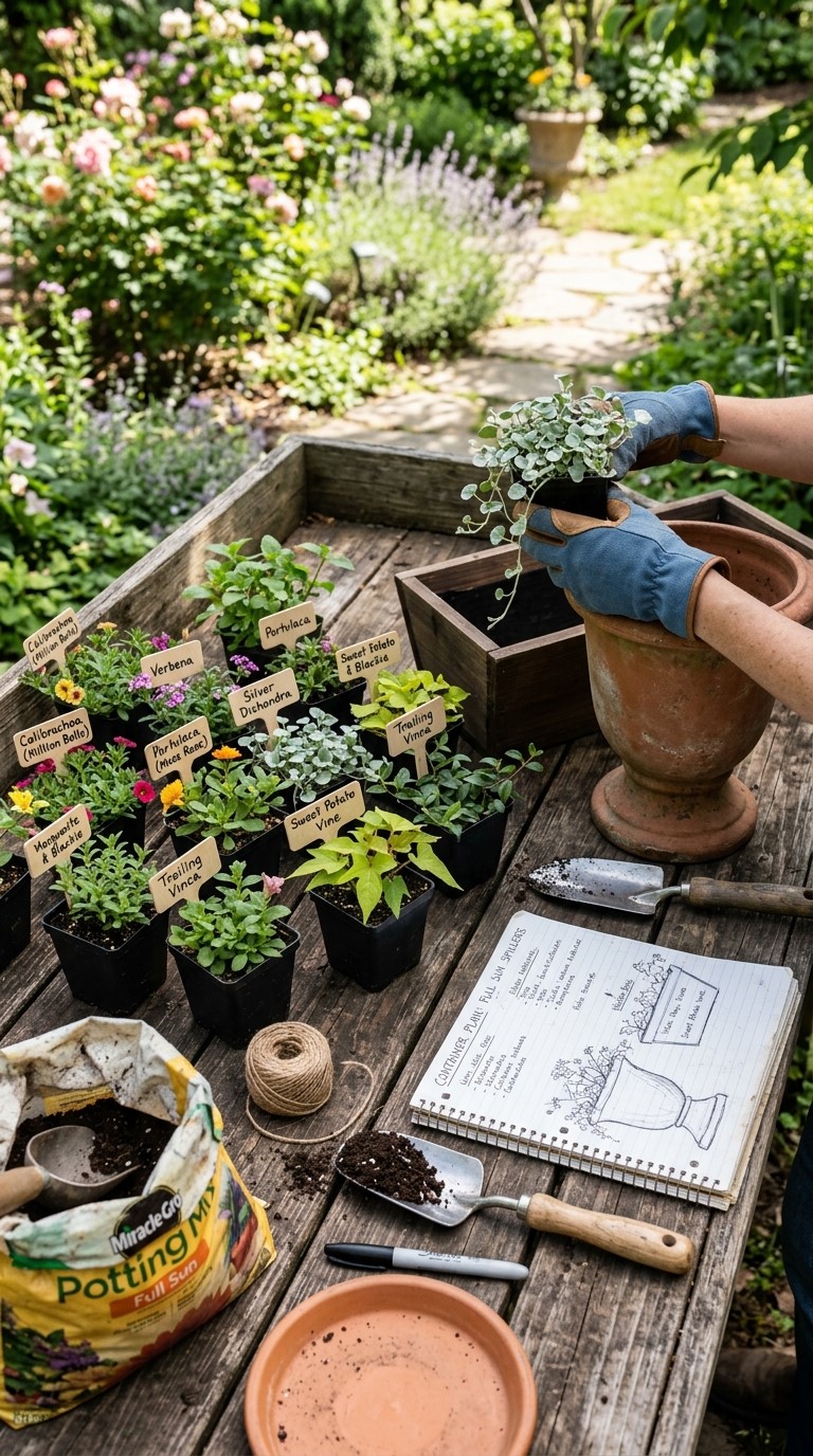 How to Choose Spiller Plants for Containers Full Sun
