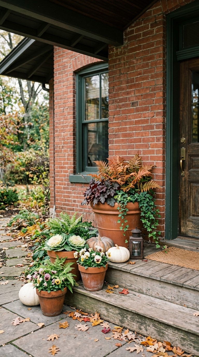 Fall Shade Planters for Front Porch Corners