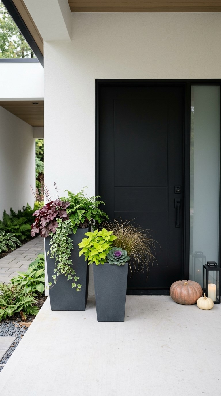 Shaded Fall Porch Planters for Modern House
