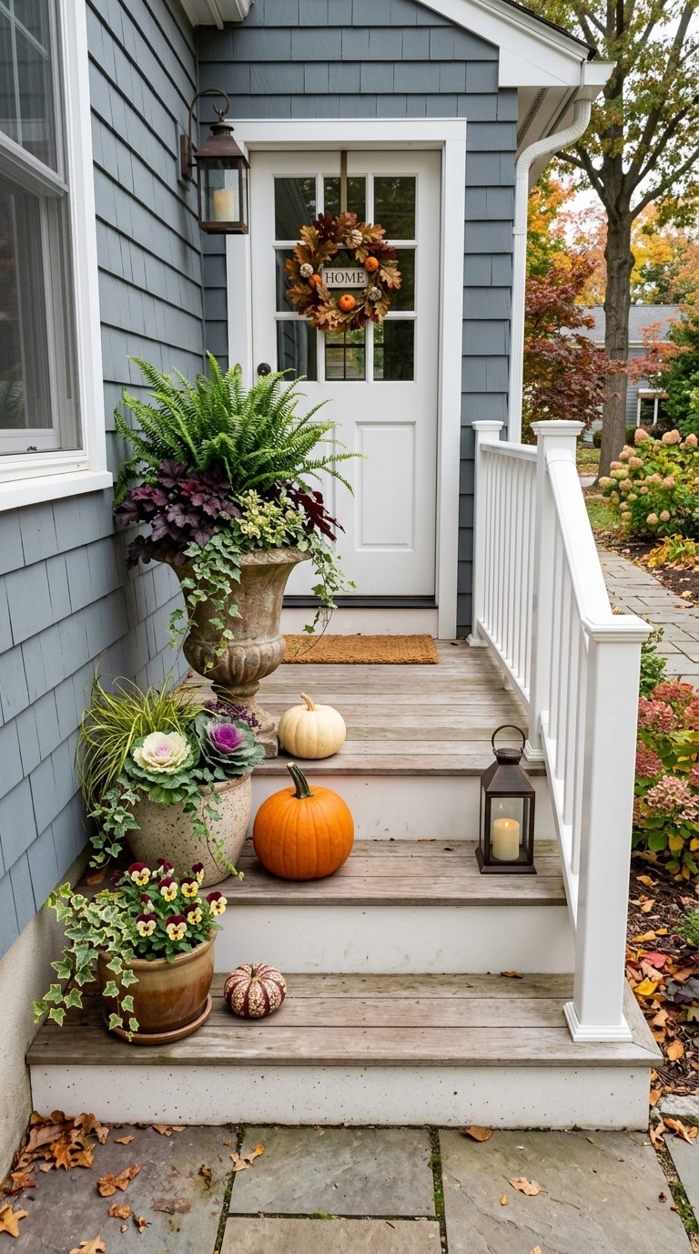 Fall Porch Pots for Shade