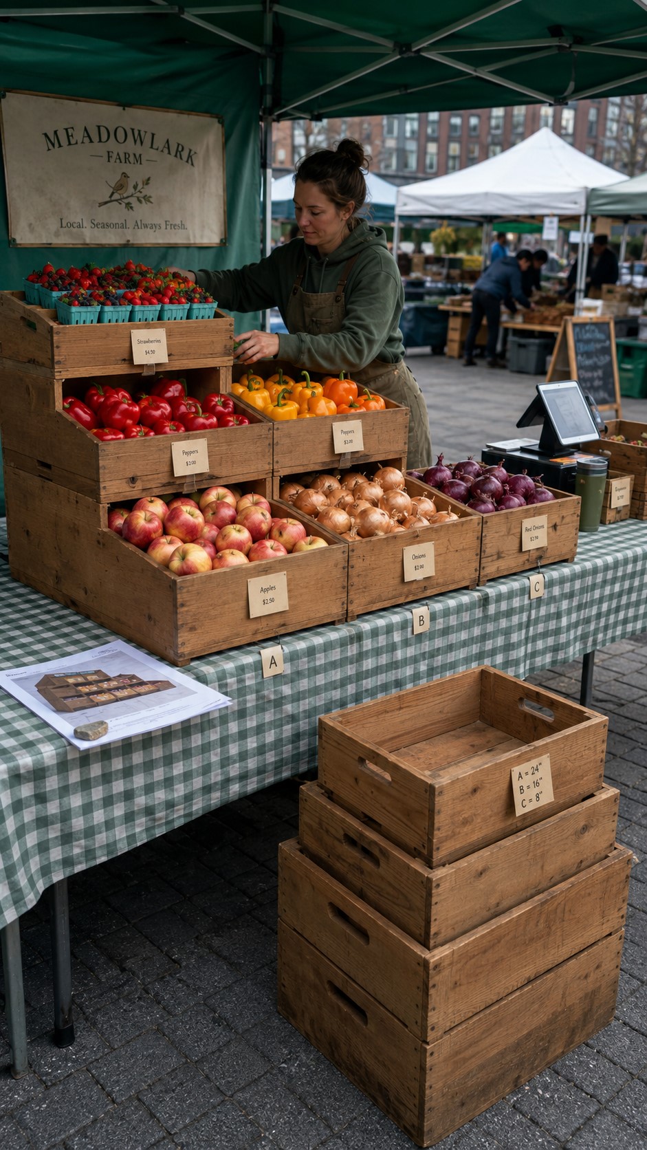 Farmers market crate display ideas