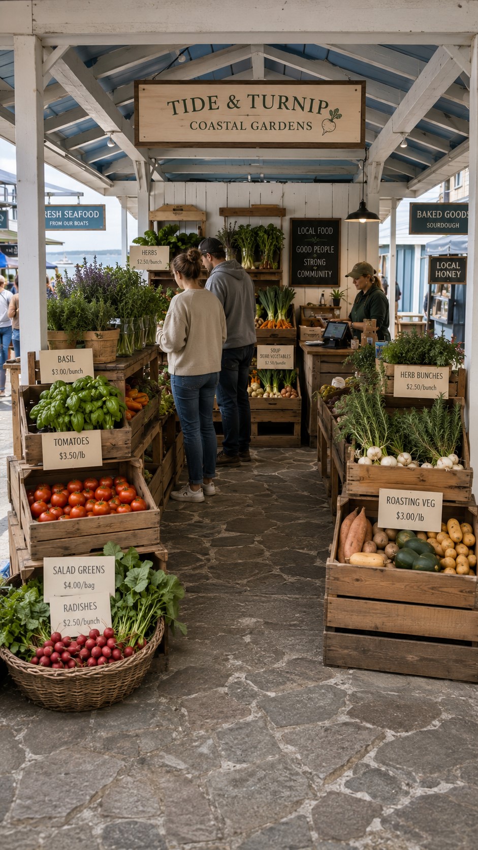 Farmers market crate display ideas