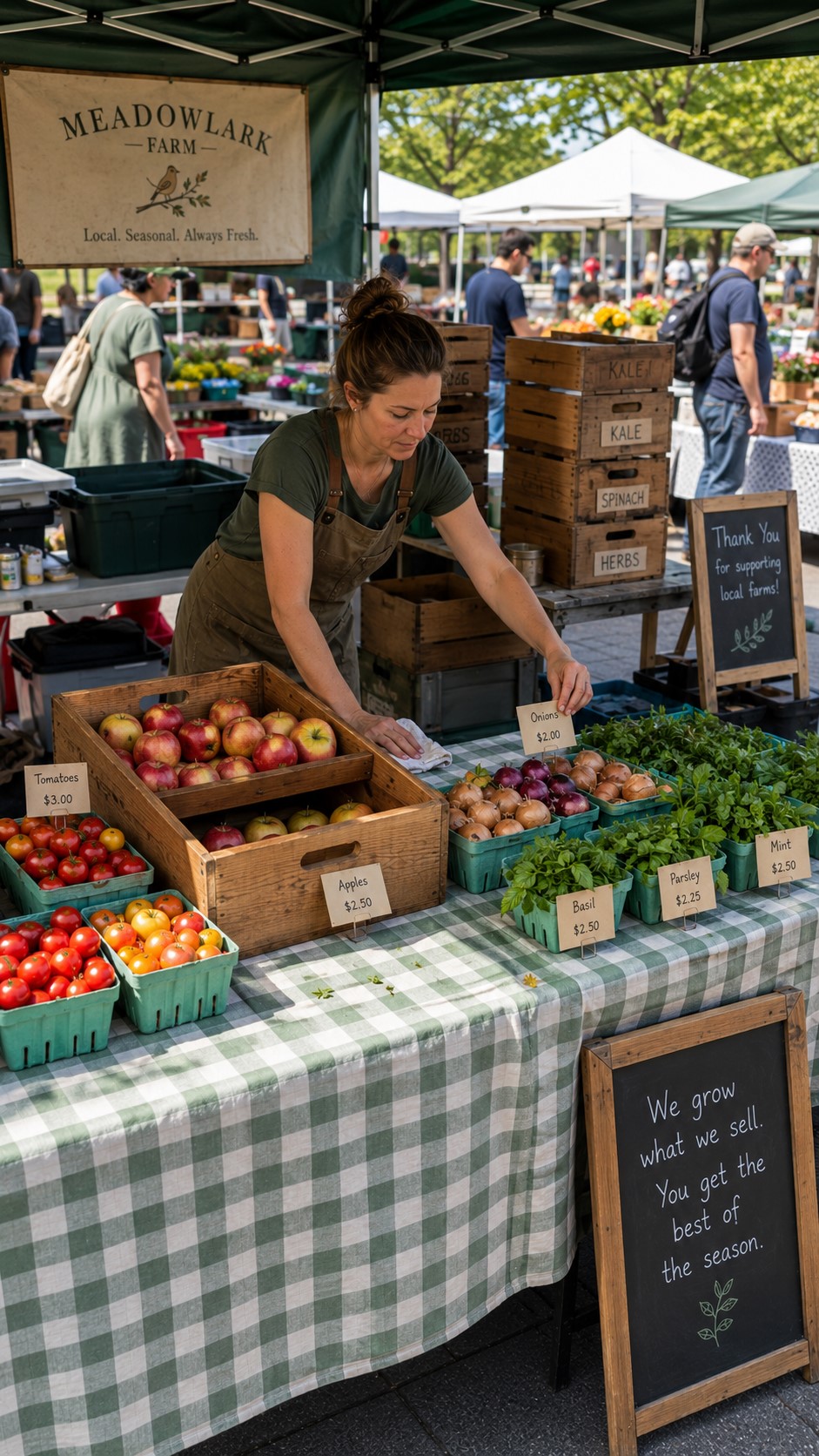 Farmers market crate display ideas