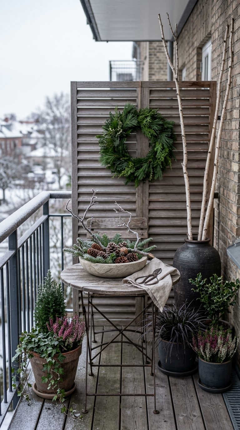 Natural Winter Balcony Decor With Plants