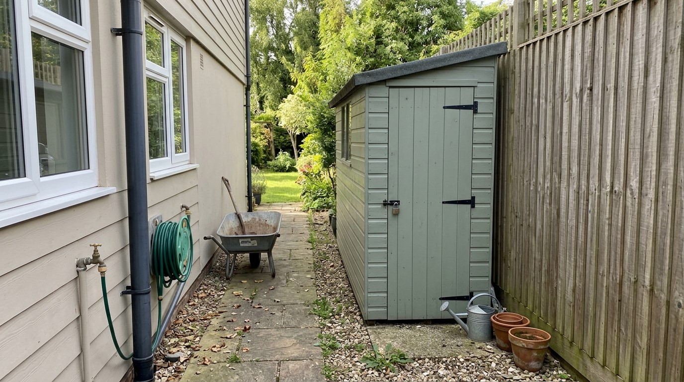 Garden Sheds That Fit Perfectly in Narrow Side Yards