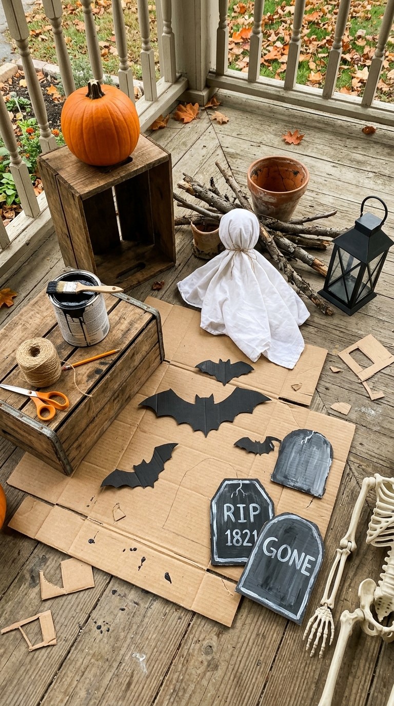 Cheap Halloween Porch Decor from Everyday Materials
