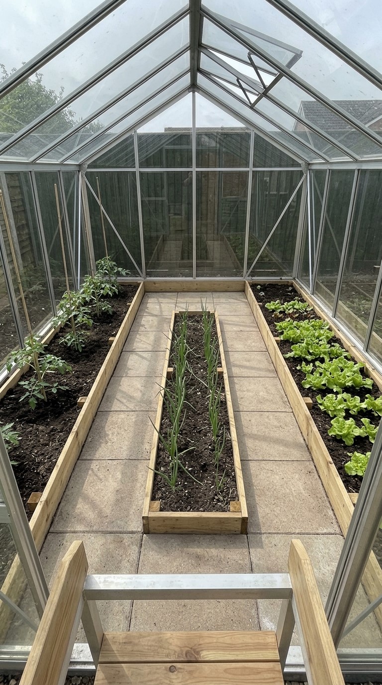 12 x 16 ft Greenhouse Bed Layout