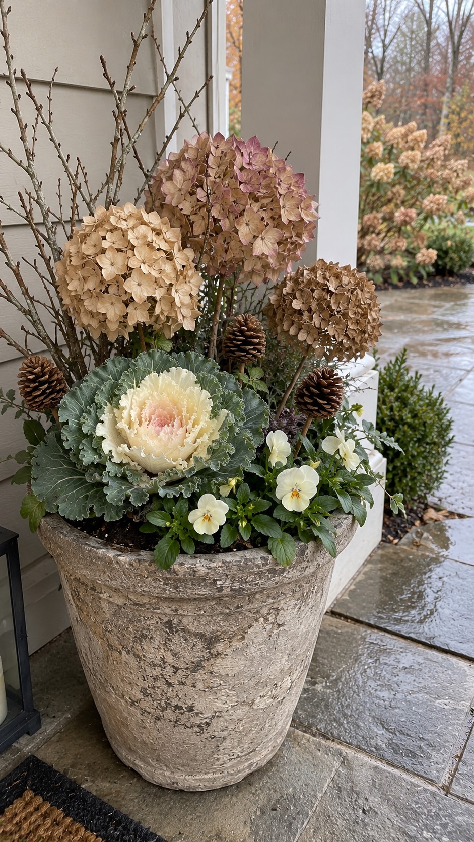 Garden Cuttings in Thanksgiving Porch Planter Arrangements