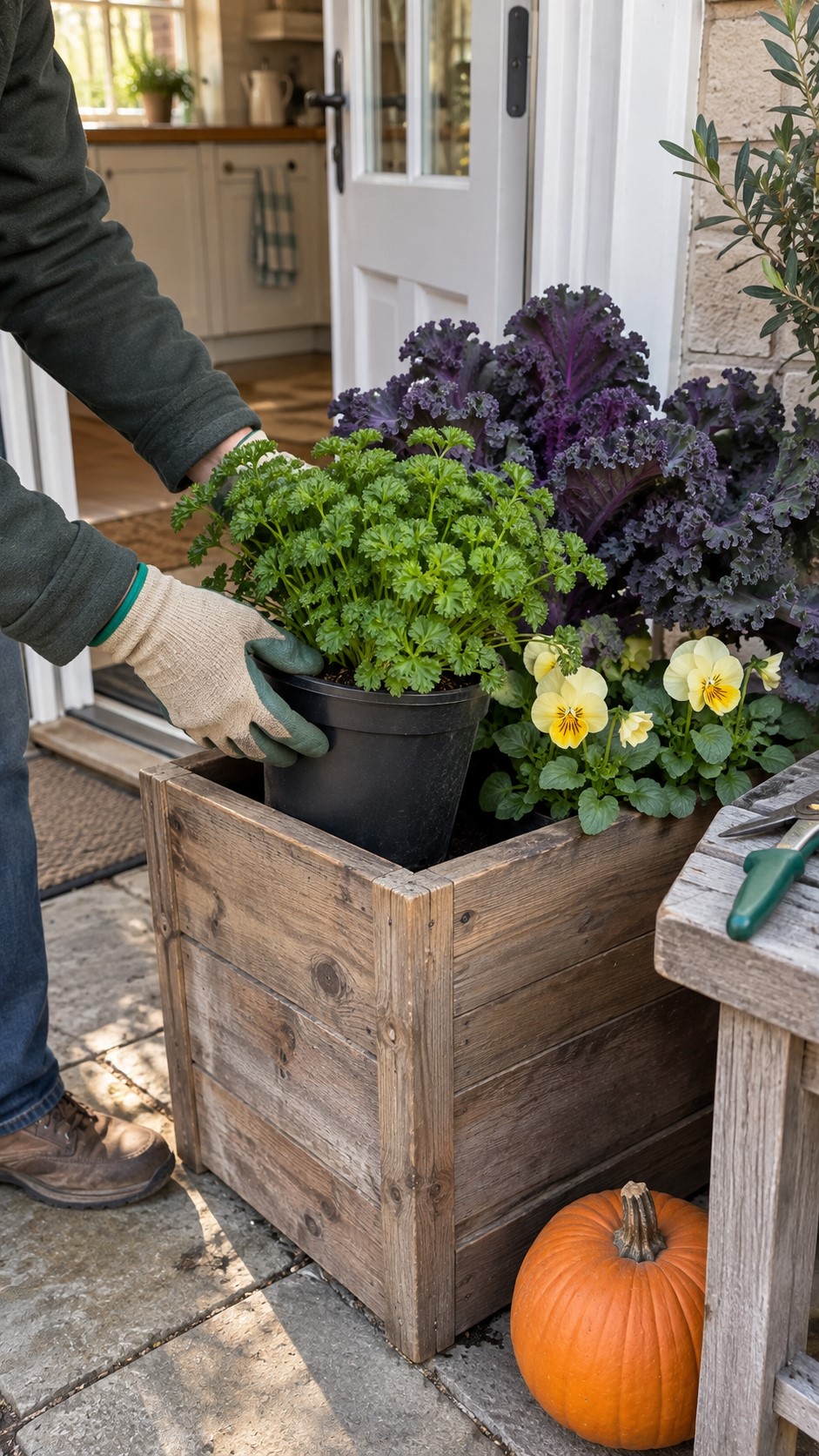 Kitchen Garden Touch for Thanksgiving Porch Pots