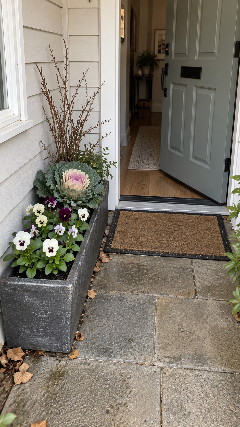 Thanksgiving Porch Containers for a Narrow Doorstep