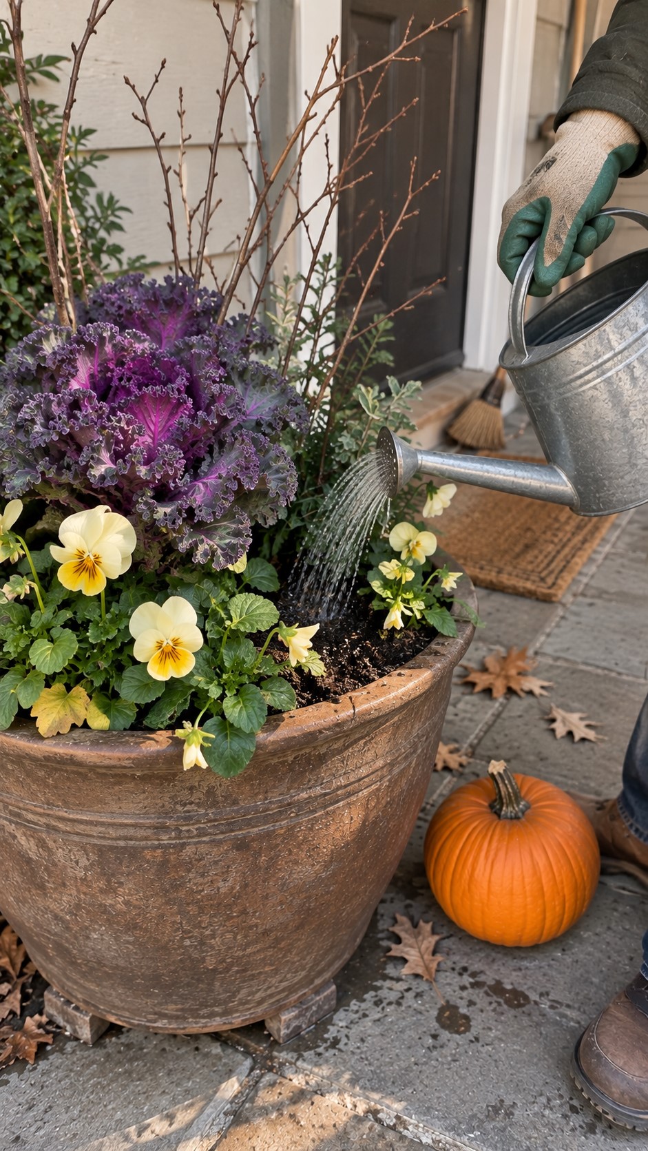 Watering and Weather Protection for Fall Porch Planters