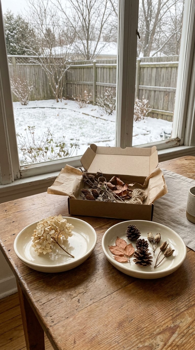 Stored Garden Finds for Fall Centerpieces