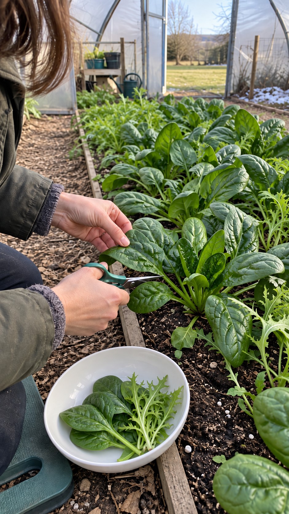 Harvesting Winter Polytunnel Crops