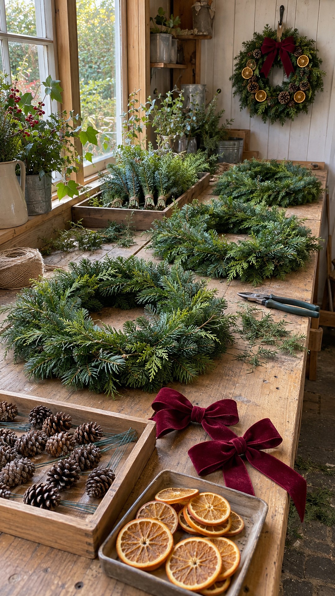 Mmaking Christmas wreaths