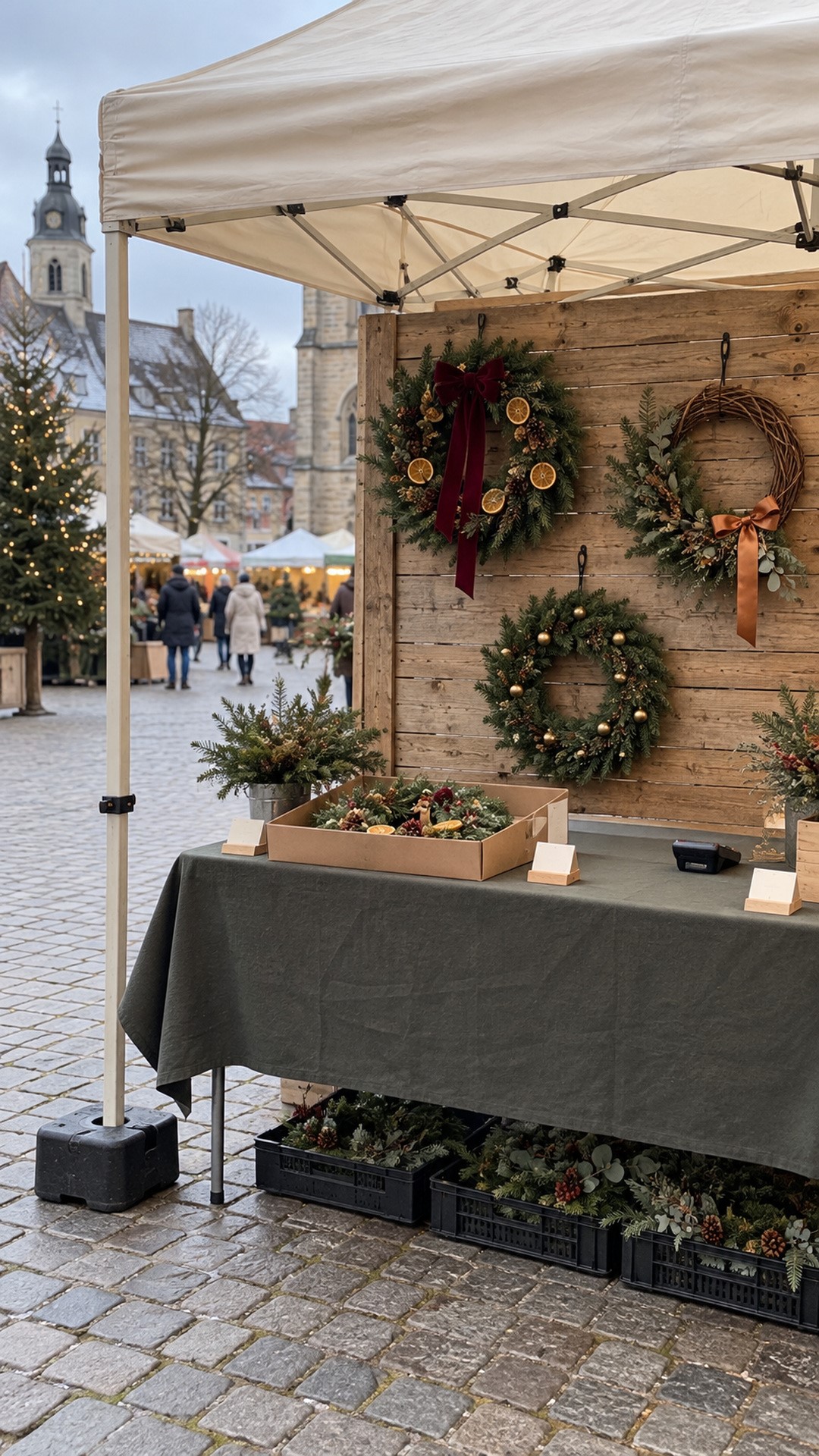Display samples making Christmas wreaths