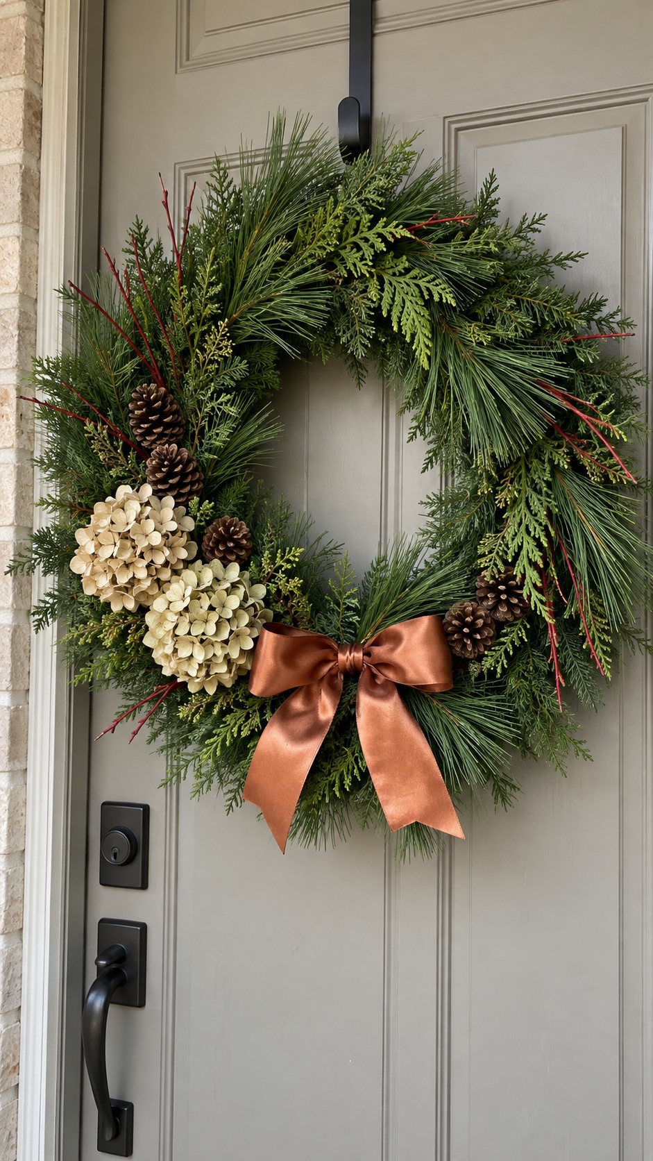 Full Evergreen Wreath with Copper Ribbon